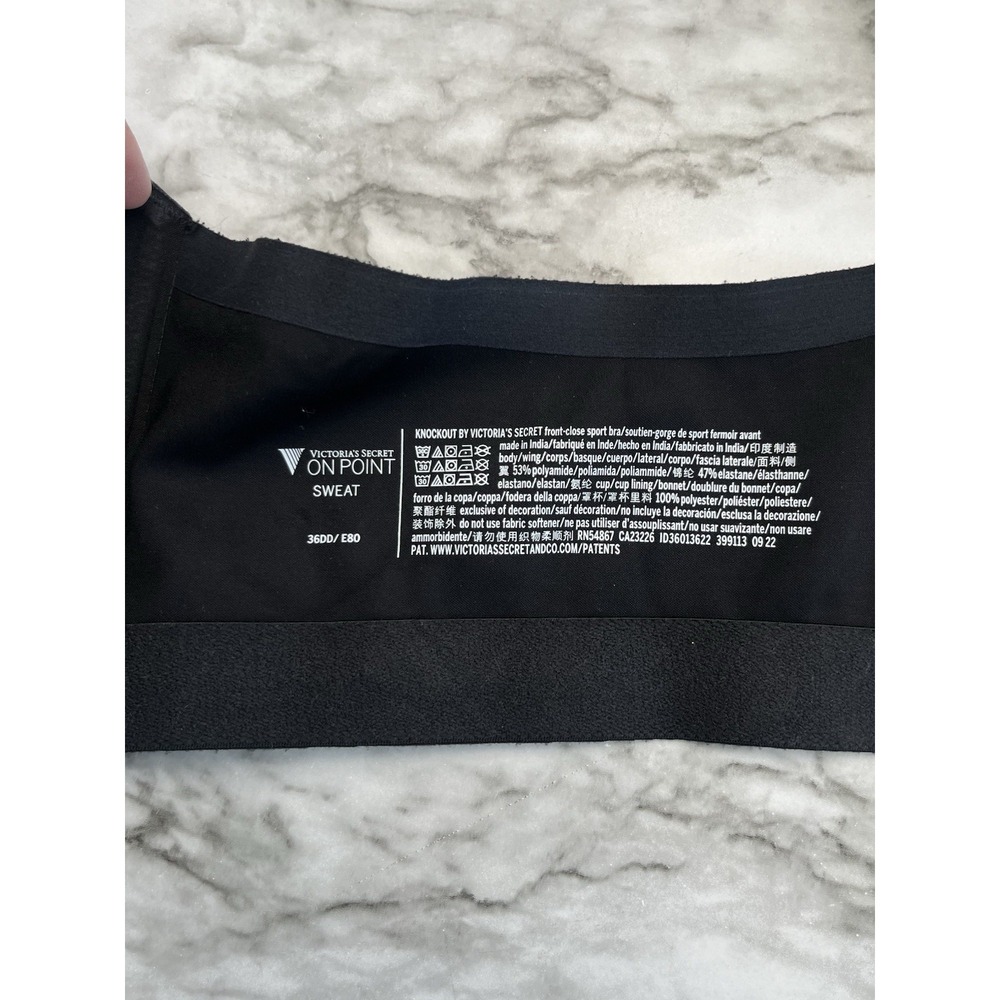 Victoria Secret Incredible Knockout Sport Bra 36DD Front Zip Underwire Black - Picture 5 of 6